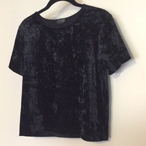 TopShop Black Crushed Velvet Crop Top